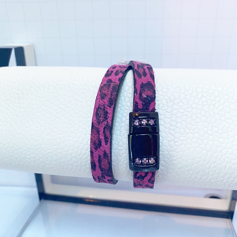 Leather double wrap around bracelet